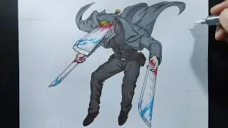How to draw Katana Man full body