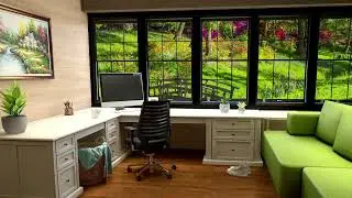 Nature ambience, home office view, nature sounds, forest view, outdoors