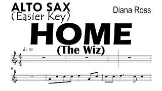 HOME from The Wiz Alto Sax Easier Key Diana Ross Sheet Music Backing Track Partitura