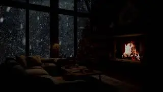 Winter Night Comfort ❄️ Cozy Fireplace & Snowfall Sounds for Study, Work, and Relaxation