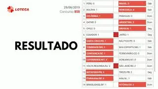 Resultado Loteca concurso 858 - 25/06/2019