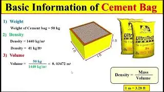 Basick information of cement Bag, who is volume of 1 cement Bag, what is density of cement