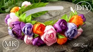 Ободок-венок с цветами, МК / DIY Hairband with Flowers / DIY Flowers Headband
