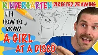 How to draw a super easy GIRL AT A DISCO DANCE PARTY - For ages 4 - 6yrs Kindergarten - Prep Drawing