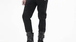 Men's Steampunk Faux Leather Colorblock Skinny Trousers Black