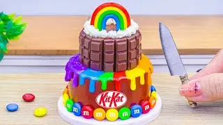 Amazing Miniature Chocolate KitKat Rainbow Drip Cake Decorating 🌈 Tiny Rainbow Cake By DIY Cakes