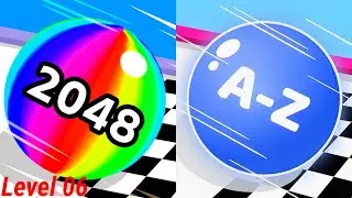 Ball Run 2048 Vs A-Z Ball Run puzzle solve satisfying Gameplay 🫣🟩🟧🧿 walkthrough iOS Android Level 06