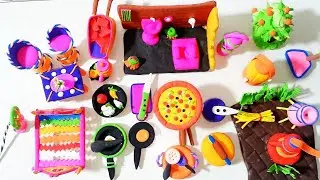 DIY how to make polymer clay miniature toilet, well,and kitchen set 