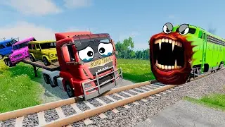 Flatbed Trailer Tractor Truck Log Bridge Car Recovery - Rails & Train - BeamNG.Drive #989