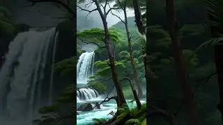 Deep Forest Waterfall with Thunder & Wind | Nature Echo #Shorts #mindfulpresence #nature