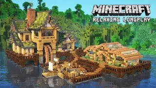 We Survived and Built a Lake Survival Base | Minecraft Relaxing Longplay (No Commentary)