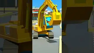 Yellow Excavator And Tractor Work On Building #длядетей #мультфильмы #мультикипромашинки #трактор
