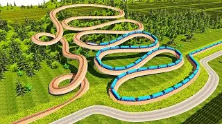 Railway tracks slope upwards with many bends and extreme loops🚂Floating rails without pillars
