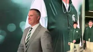 The walk-out beginning of Pat Fitzgerald&rsquo;s introductory press conference in East Lansing. 