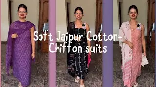 EPI 374|SOFT JAIPUR COTTON-CHIFFON SALWARS|CHIFFON DUPATTA #chiffondupatta  #trending@curatedvault​