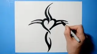 Tribal Heart Cross / How To Draw Step By Step / Graphic Design Drawing