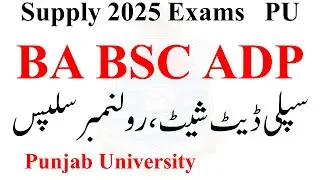 BA BSC ADP Supply 2025 Date Sheet PU | ADP Roll No Slips Supply 2025 | ADA ADS Supply Exams PU