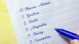 How to Write 10 Flowers Names in Cursive Writing | How to Write in Cursive |Cursive Writing Practice