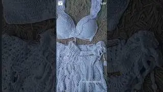 Aula desse lindo biqu&iacute;ni de croch&ecirc; dispon&iacute;vel no curso Moda praia! Aula gr&aacute;tis da saia aqui no canal
