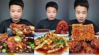 ASMR MUKBANG | SPICY BRAISED PORK BELLY |  EATING SHOW | EATING SHOW | Eat Beef Ribs #food #273