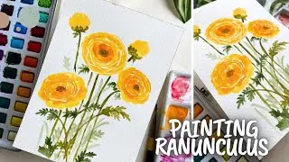 How to paint loose Ranunculus with watercolors| Watercolor floral paintings for beginners