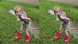Stella makes BIG MUDDIE PUDDLE SPLASHES in our flooded yard! 😂☔️