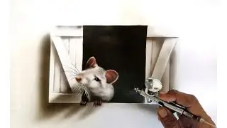 Draw a realistic mouse with an airbrush | 3d drawing