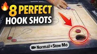8 Perfect Hook Shots in Carrom 😱 | Normal & Slow Motion | Carrom Tutorial Match | BM CarromKing 