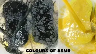 ASMR Soapy Sponge Squeezing 🧽 | Black And Yellow Liquid 🧽 #ColoursOfAsmr