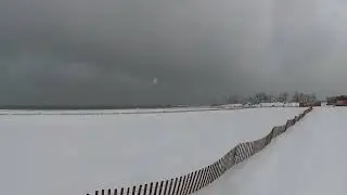 Winter pics from Silversides House Muskegon Airbnb, snowstorm on a Lake Michigan beach, coffee shop
