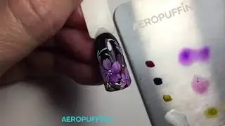 Aeropuffing Nail Art Tutorial: Purple Flowers