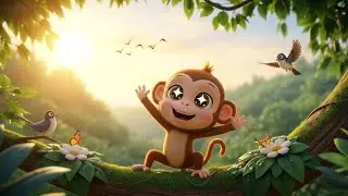 A Beautiful Morning of a Monkey 🐒🌞 | صباح جميل للقرد | Arabic Kids Song