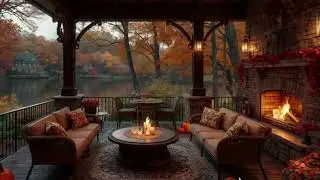Soothing Autumn Porch Vibes🍂Happy September Jazz Music & Crackling Fire Sounds for a Fresh Start #3
