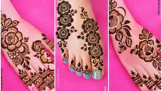Full hand mehndi design | Finger mehndi | Flower design | कंगन मेहंदी | Feet mehndi