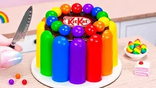Yummy Rainbow Jelly Cake with KITKAT Chocolate 🌈 Satisfying Miniature Cake Decorating🍧 Petite Bakery