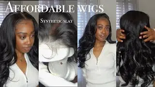 Buss down middle or side part? This $49 synthetic wig is EVERYTHING // Cloud 9 Swiss installation