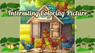 Beautiful Pictures, Coloring games featuring pictures of chicken coops, hens, and roosters.