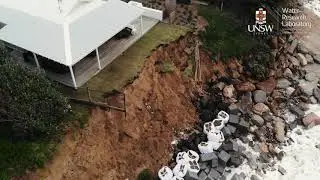 Drone footage of severe erosion at Wamberal July 2020