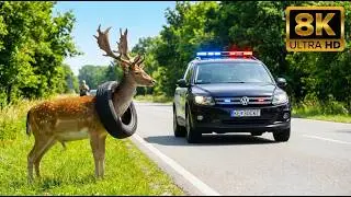 Saving a Deer with Antlers Trapped in a Heavy Tire