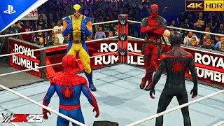 Spider-Man & Miles Morales Vs Wolverine & Deadpool | Elimination Match - WWE 2K25