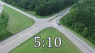 Aerial View Intersection of I-40 W Off/On Ramp & Old NC 86 - Time Lapse Traffic Flow