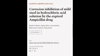 Corrosion inhibition of mild steel in hydrochloric acid solution by the expired Ampic... | RTCL.TV