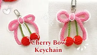 How To Crochet Cherry Keychain with Bow 🍒 | Super Easy & Aesthetic DIY Tutorial