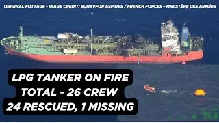 LPG Tanker on Fire in Gulf of Aden &mdash; 26 Crew, 24 Rescued, 1 Missing