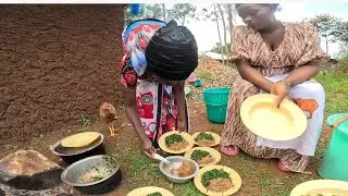 African Village Life#Cooking The Most Organic Vegetables With  Small Fish  For Lunch