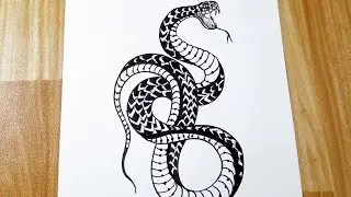 How to draw a snake easy step by step || Easy animal drawing
