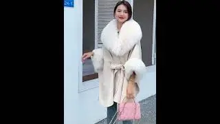 Hot Sell Wool Shawl with Fox Fur Trim HL24W018