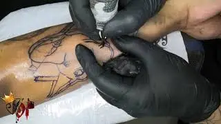 Geometric cat tattoo timelapse