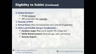 Subletting at Residential - Columbia Residential, April 12, 2023