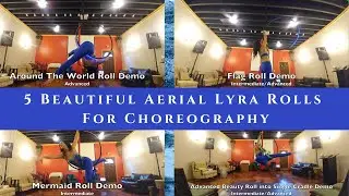 5 Beautiful Aerial Hoop Lyra Rolls for Choreography with Variations Tutorial - Int. to Advanced